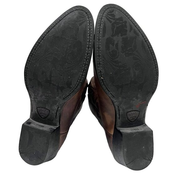 Ariat Mens Brown Leather Western Cowboy Boots US 11C Pull On Rubber Soles - Picture 9 of 10